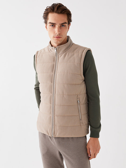 Slim Fit Stand Collar Men's Puffer Vest