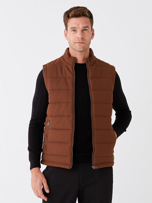 Slim Fit Stand Collar Men's Puffer Vest