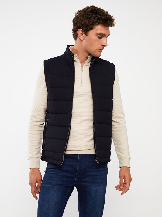 Slim Fit Stand Collar Men's Puffer Vest