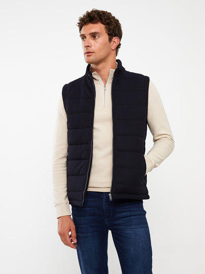 Slim Fit Stand Collar Men's Puffer Vest