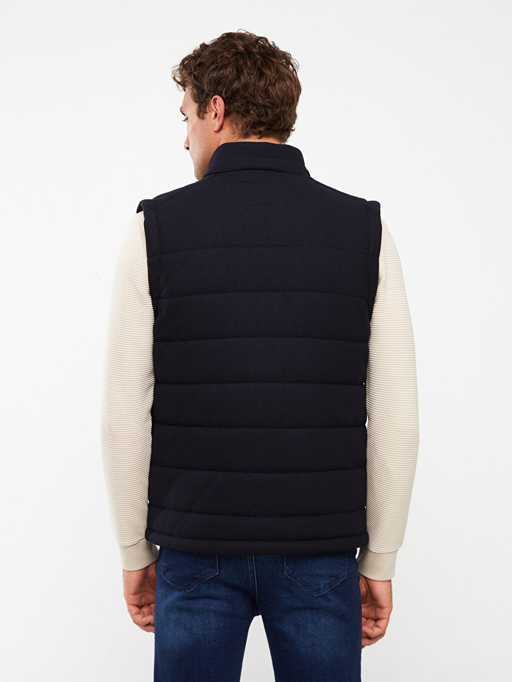 Slim Fit Stand Collar Men's Puffer Vest