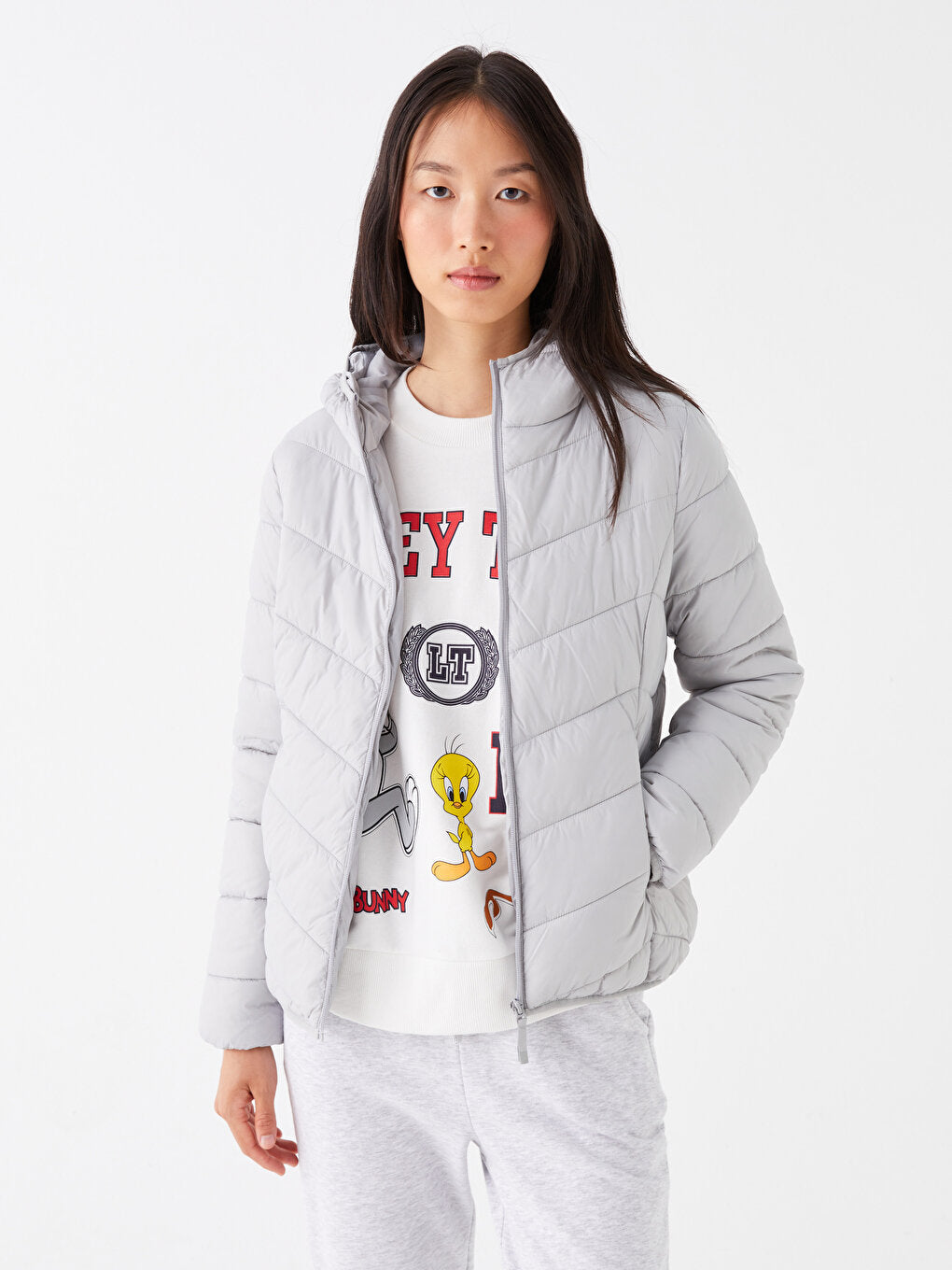 Women's Hooded Plain Puffer Coat