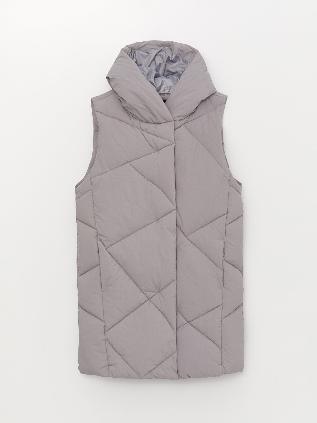 Hooded Self-Patterned Women's Puffer Vest