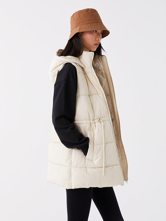 Women's Hooded Plain Puffer Vest