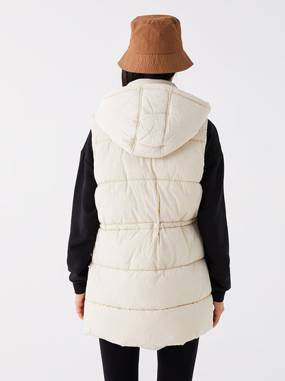 Women's Hooded Plain Puffer Vest