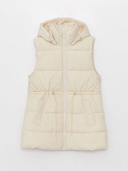 Women's Hooded Plain Puffer Vest