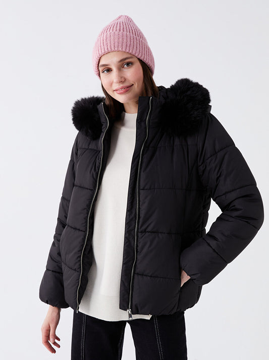 Women's Hooded Plain Puffer Coat