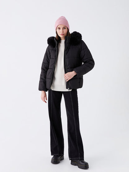 Women's Hooded Plain Puffer Coat