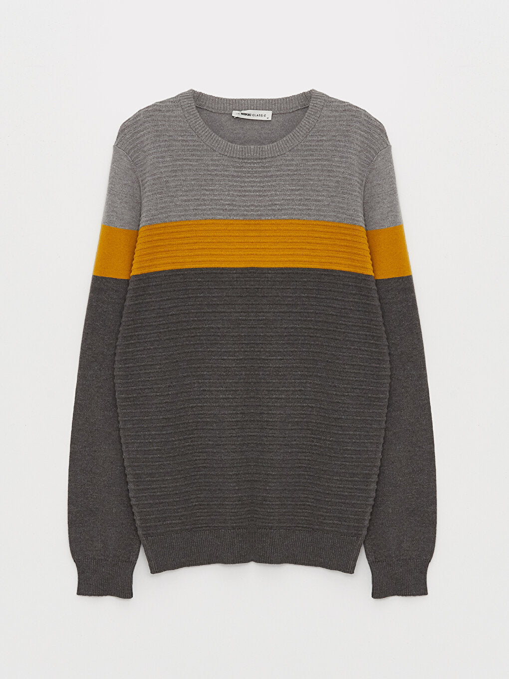 Crew Neck Long Sleeve Color Block Men's Knitwear Sweater