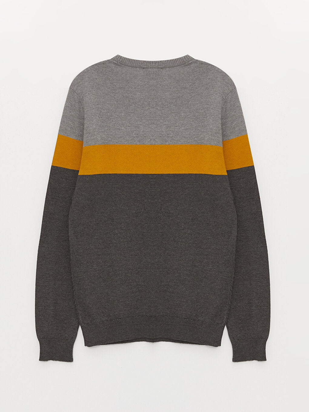 Crew Neck Long Sleeve Color Block Men's Knitwear Sweater