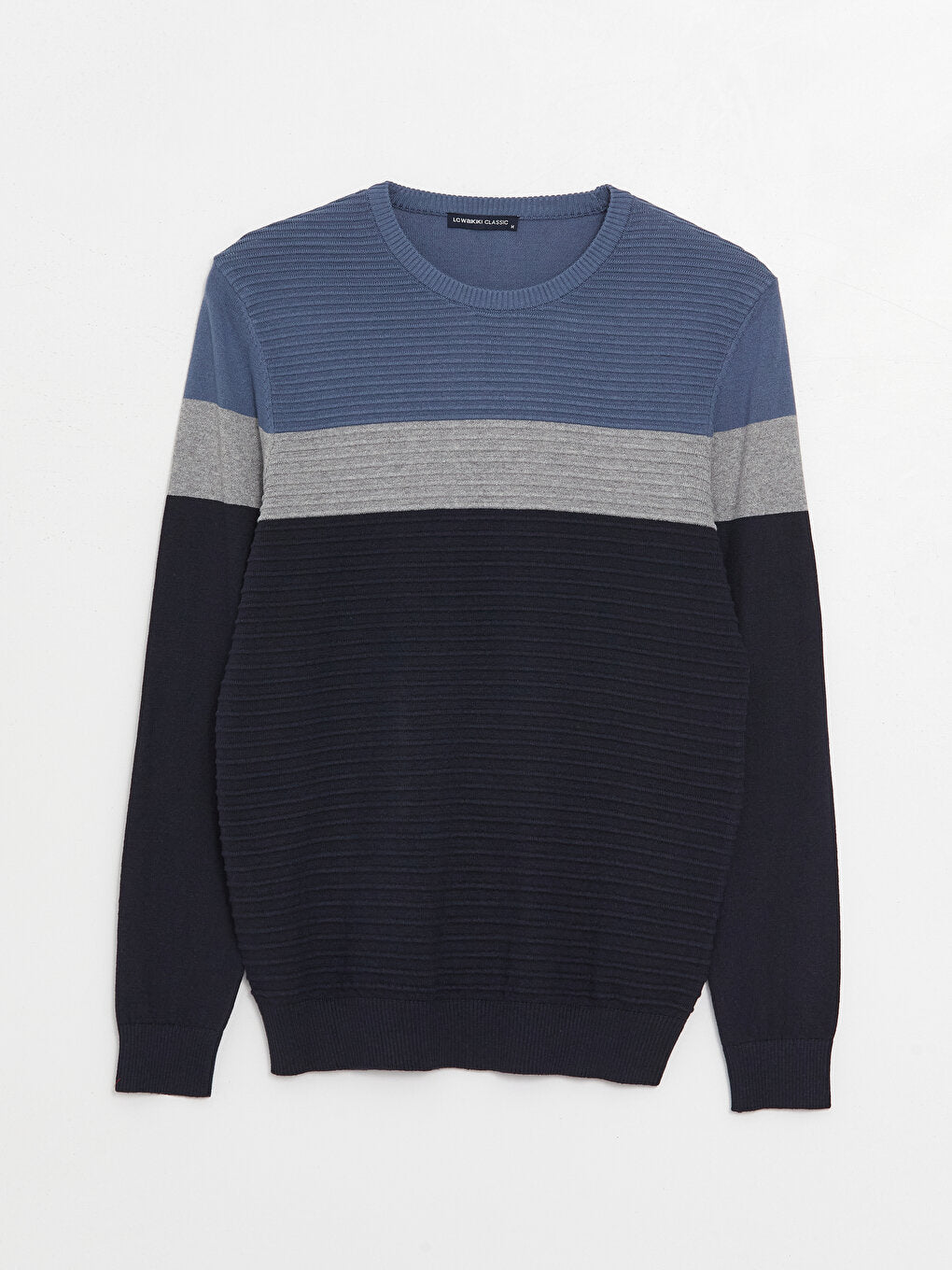 Crew Neck Long Sleeve Color Block Men's Knitwear Sweater