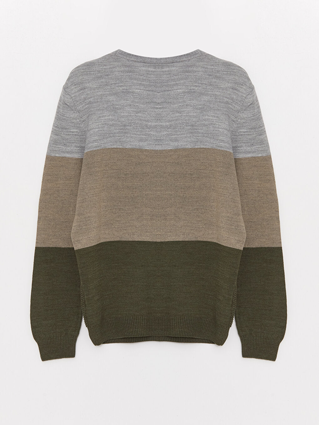 Crew Neck Long Sleeve Color Block Men's Knitwear Sweater