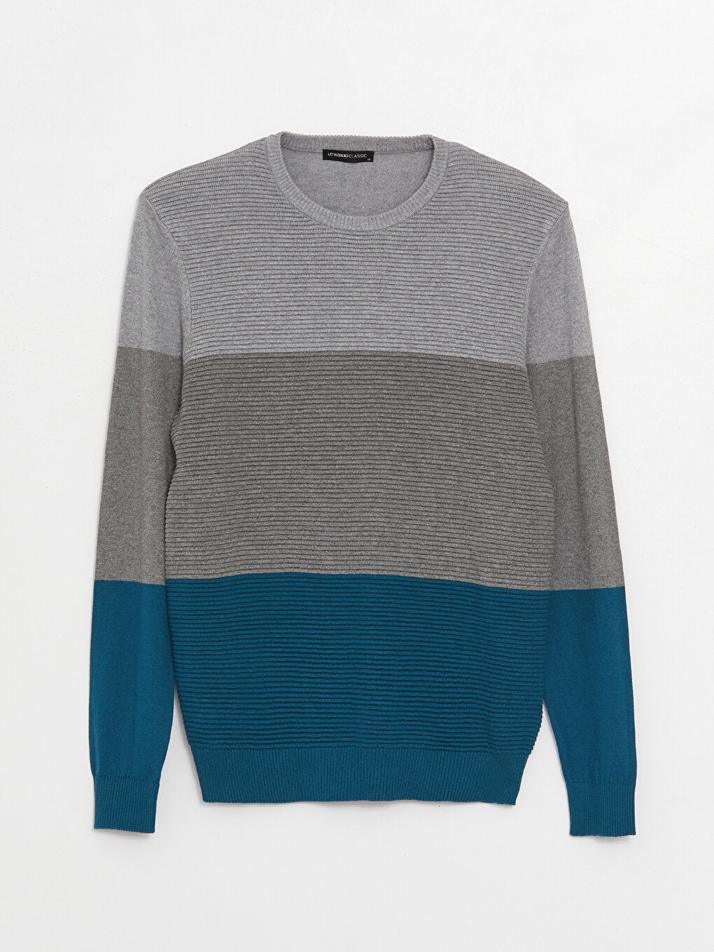 Crew Neck Long Sleeve Color Block Men's Knitwear Sweater