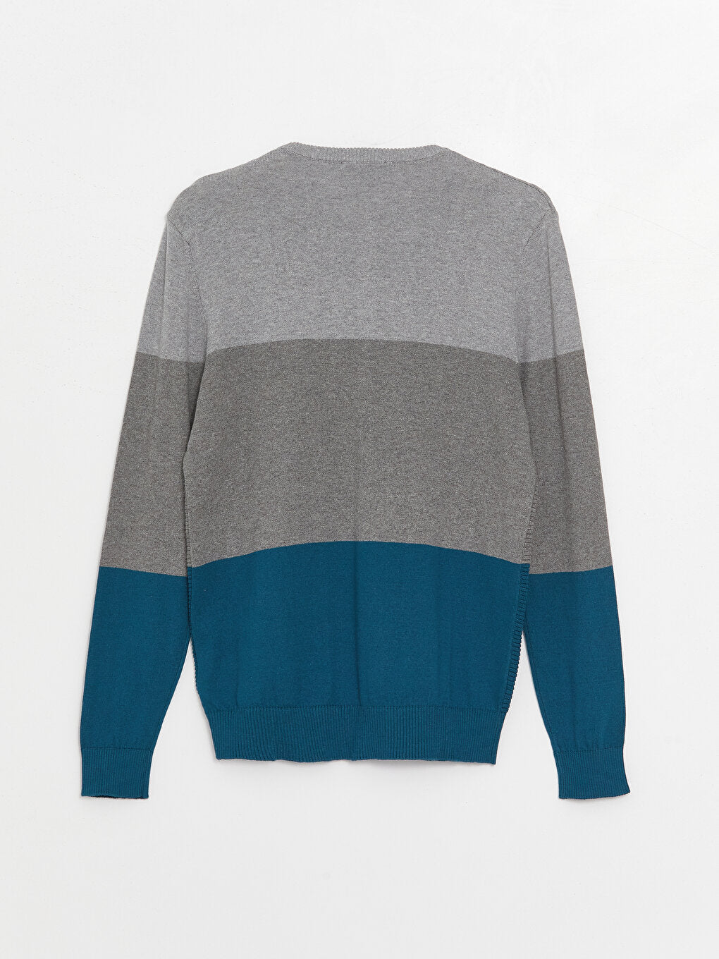 Crew Neck Long Sleeve Color Block Men's Knitwear Sweater