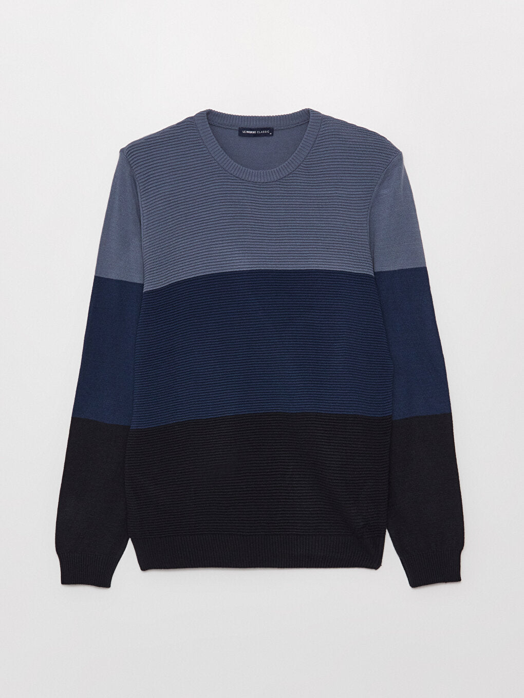 Crew Neck Long Sleeve Color Block Men's Knitwear Sweater