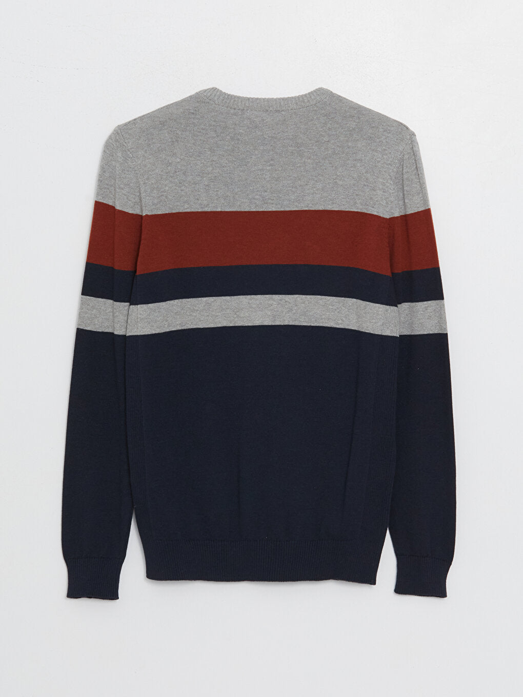 Crew Neck Long Sleeve Color Block Men's Knitwear Sweater