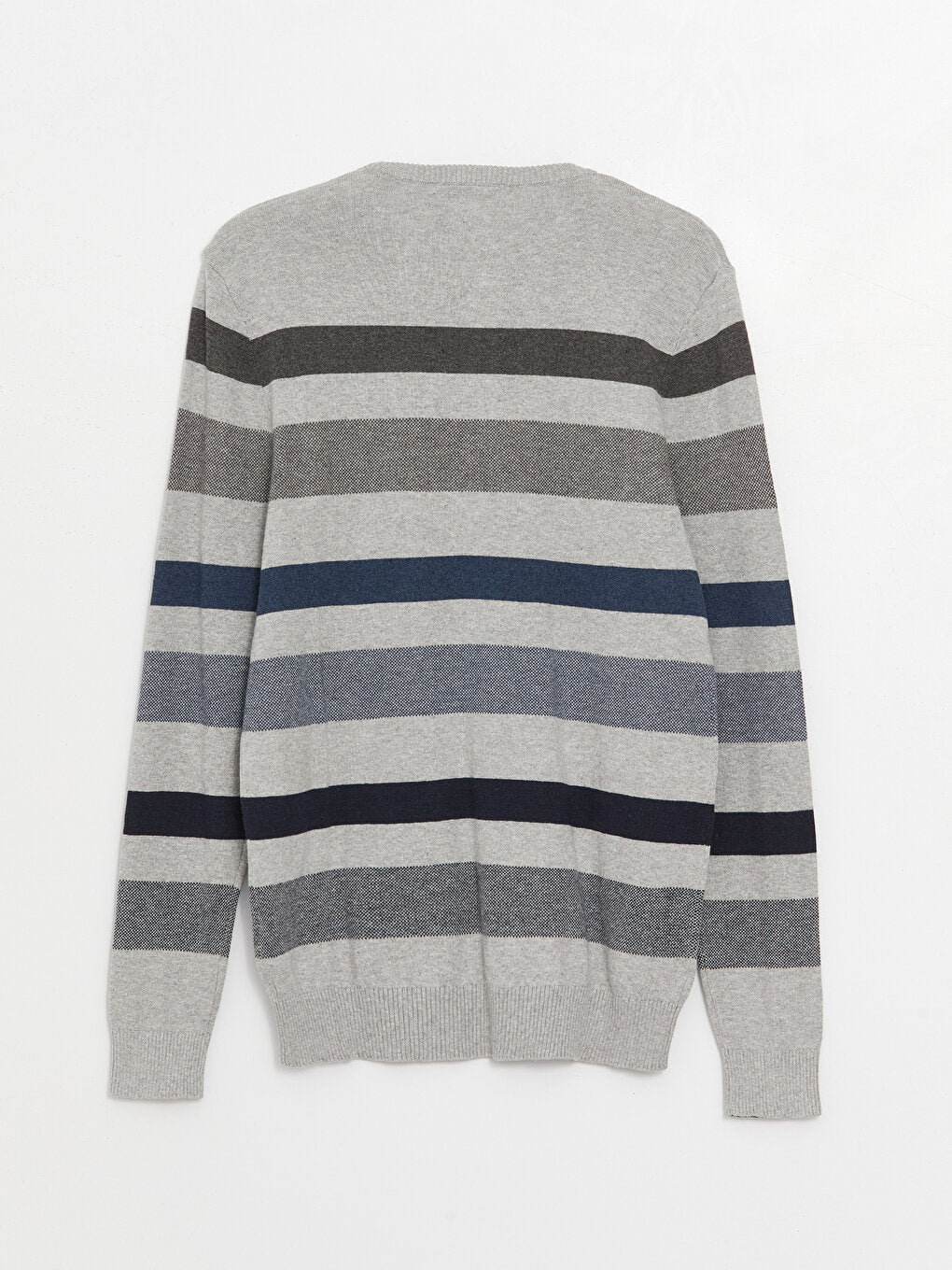 Crew Neck Long Sleeve Striped Men's Knitwear Sweater