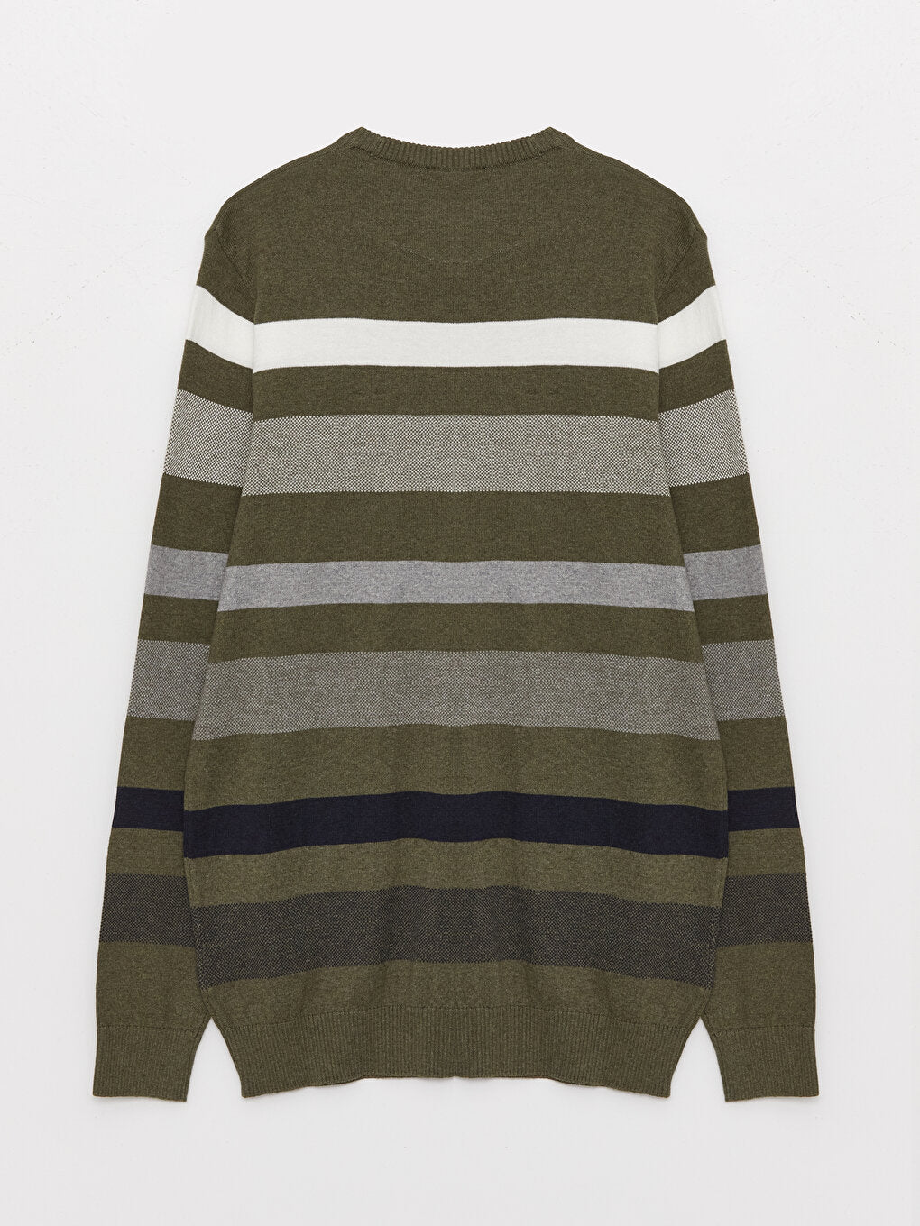 Crew Neck Long Sleeve Striped Men's Knitwear Sweater