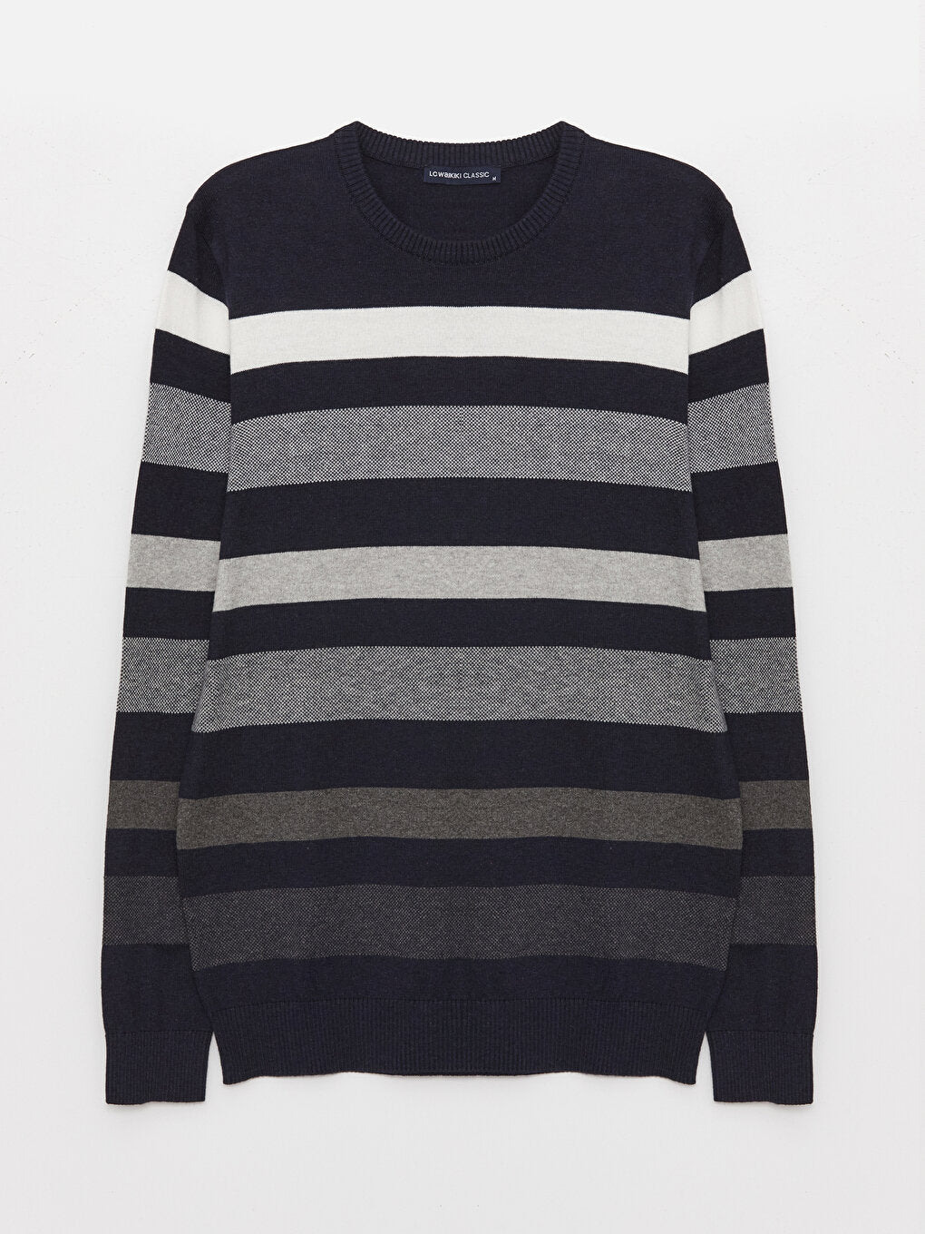 Crew Neck Long Sleeve Striped Men's Knitwear Sweater