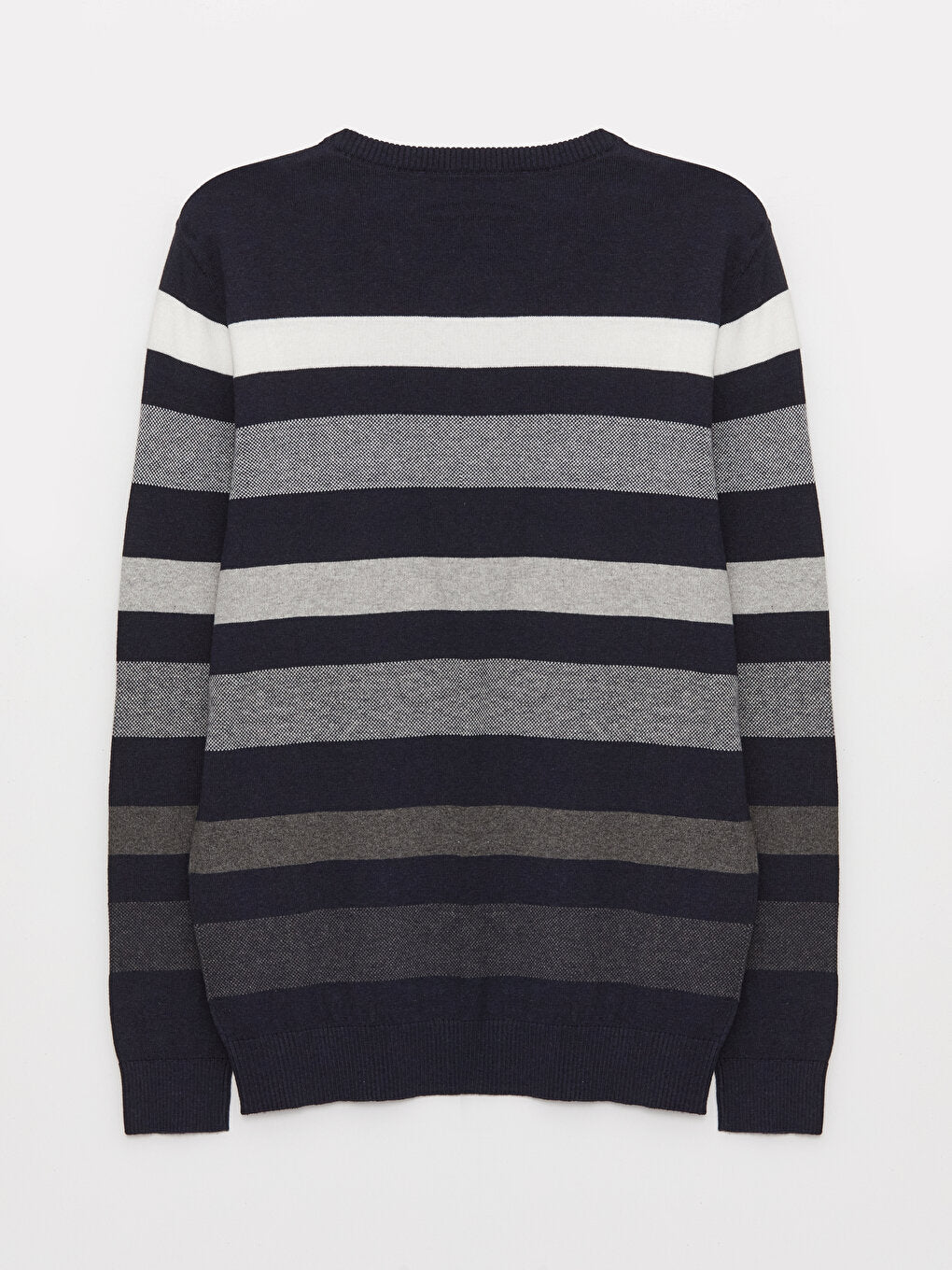 Crew Neck Long Sleeve Striped Men's Knitwear Sweater