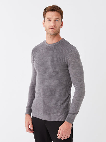 Crew Neck Long Sleeve Men's Knitwear Sweater