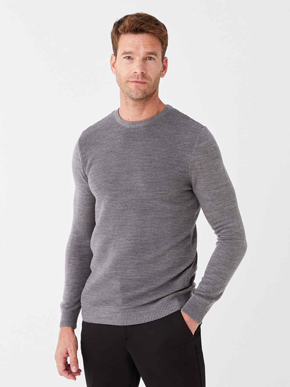 Crew Neck Long Sleeve Men's Knitwear Sweater