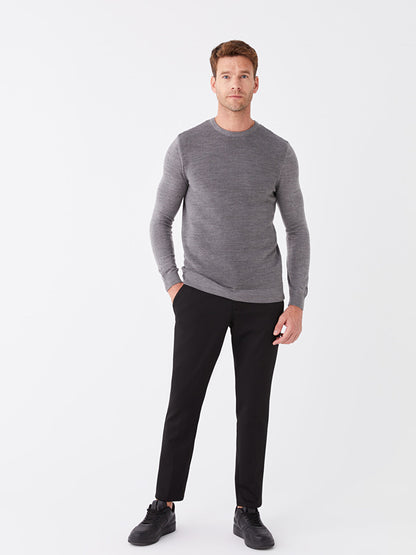 Crew Neck Long Sleeve Men's Knitwear Sweater