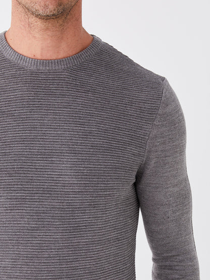 Crew Neck Long Sleeve Men's Knitwear Sweater