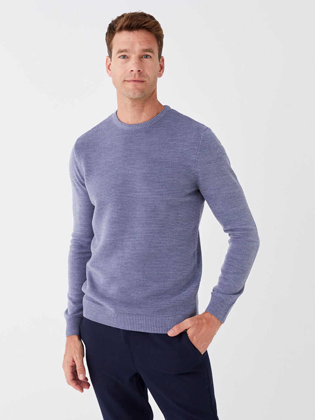 Crew Neck Long Sleeve Men's Knitwear Sweater