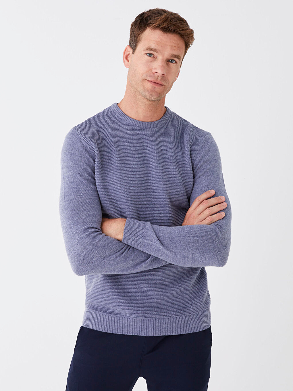 Crew Neck Long Sleeve Men's Knitwear Sweater