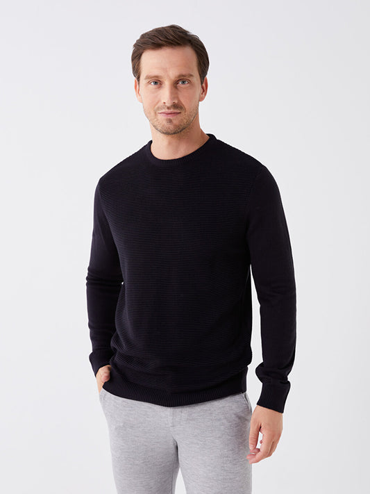 Crew Neck Long Sleeve Men's Knitwear Sweater