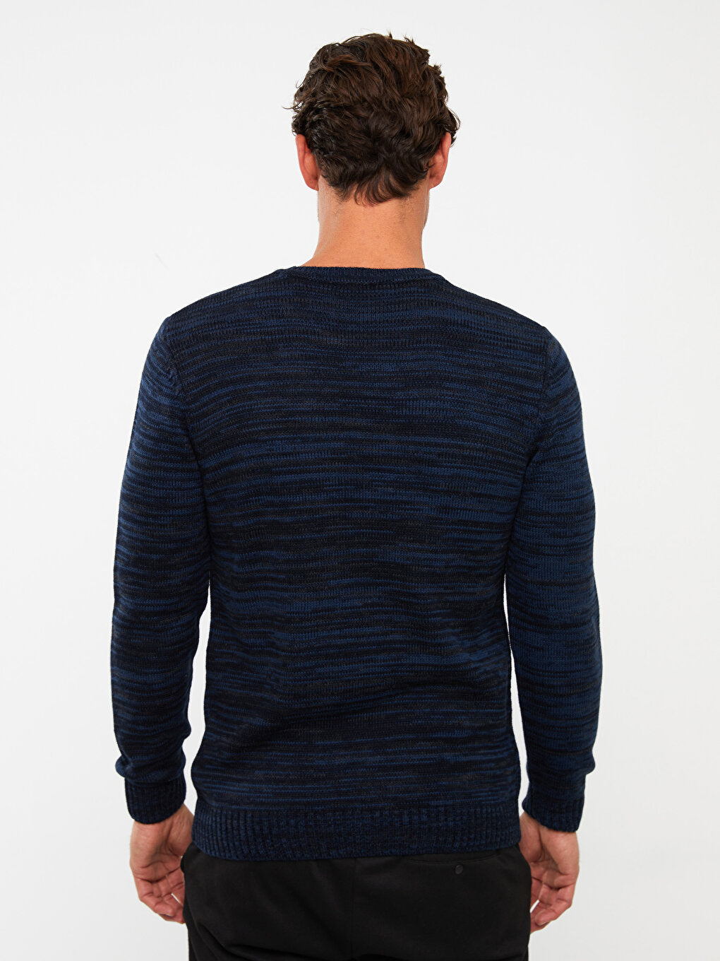 Crew Neck Long Sleeve Patterned Men's Knitwear Sweater