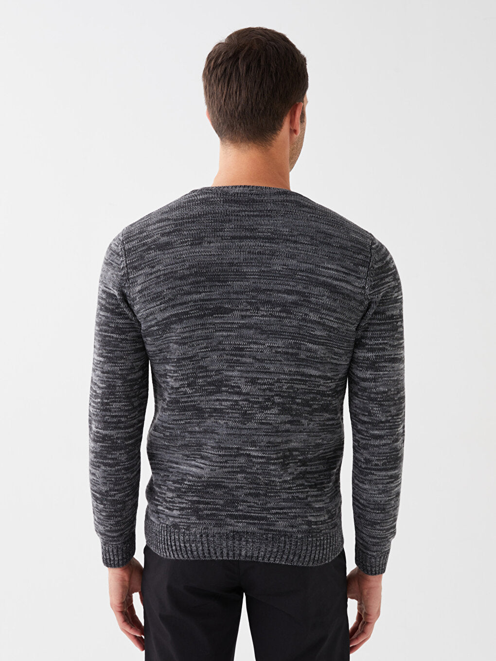 Crew Neck Long Sleeve Patterned Men's Knitwear Sweater