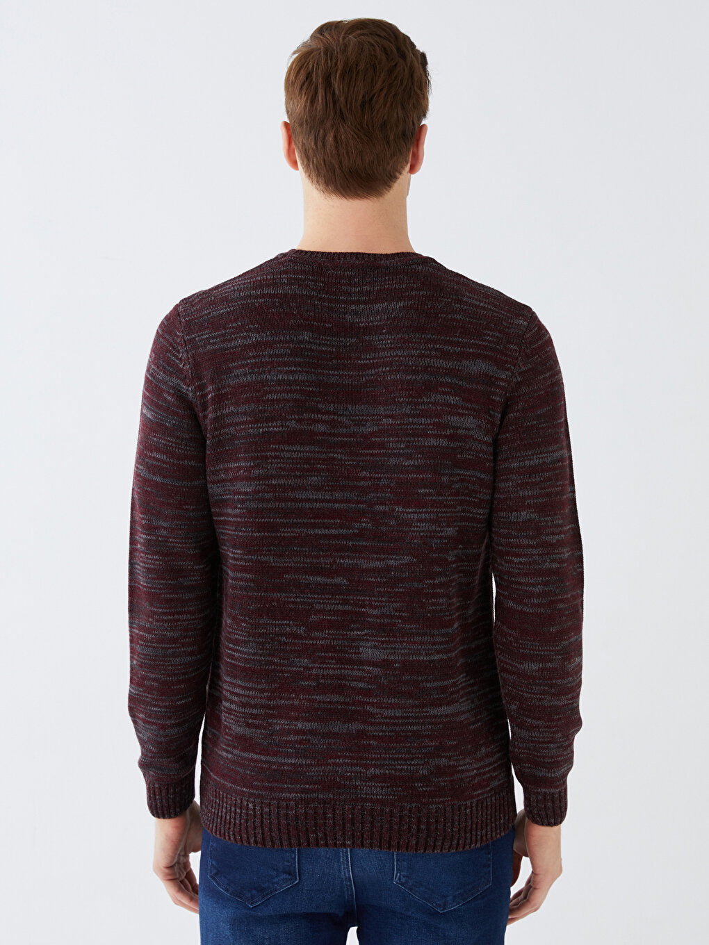 Crew Neck Long Sleeve Patterned Men's Knitwear Sweater