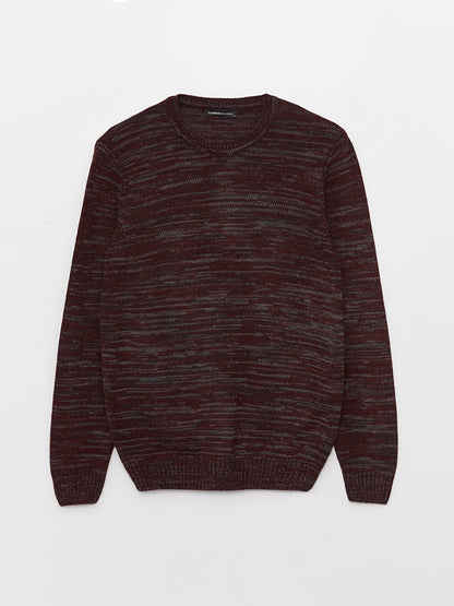 Crew Neck Long Sleeve Patterned Men's Knitwear Sweater