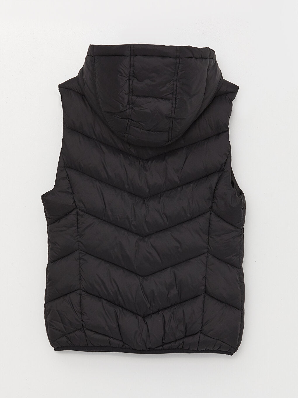 Hooded Self-Patterned Women's Puffer Vest