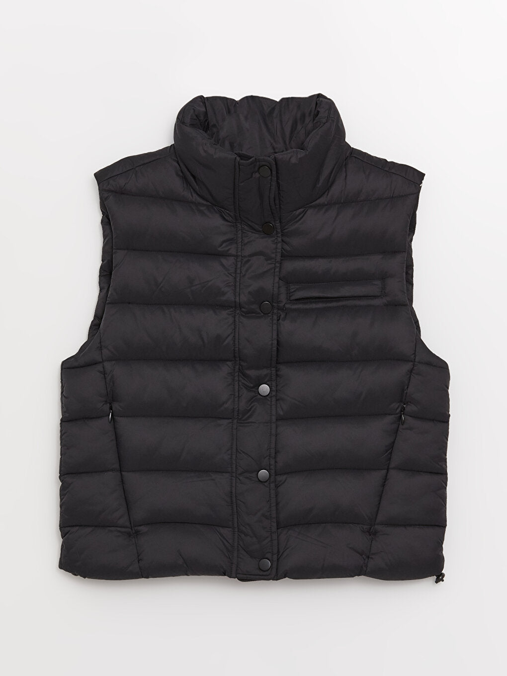 Women's High Collar Plain Puffer Vest