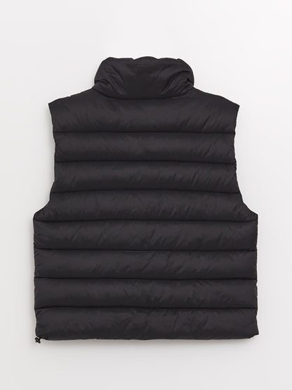 Women's High Collar Plain Puffer Vest