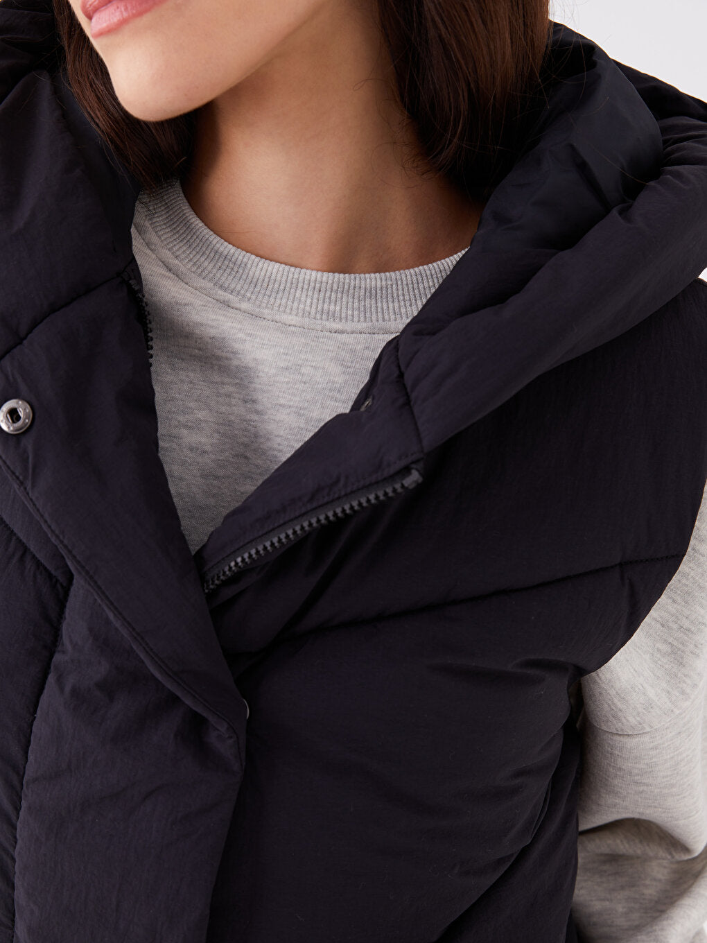 Women's Hooded Plain Puffer Vest