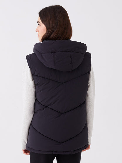 Women's Hooded Plain Puffer Vest