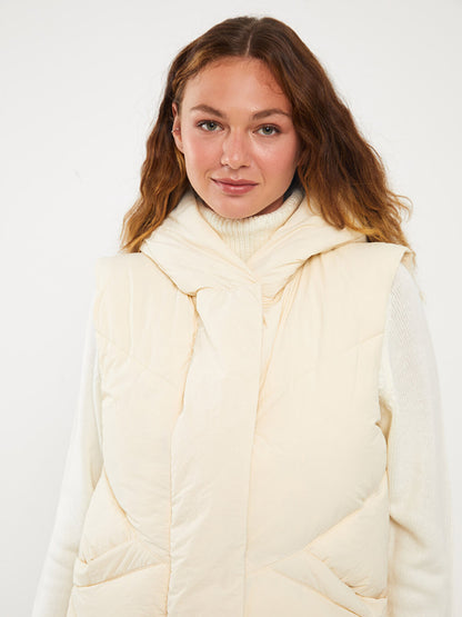 Women's Hooded Plain Puffer Vest