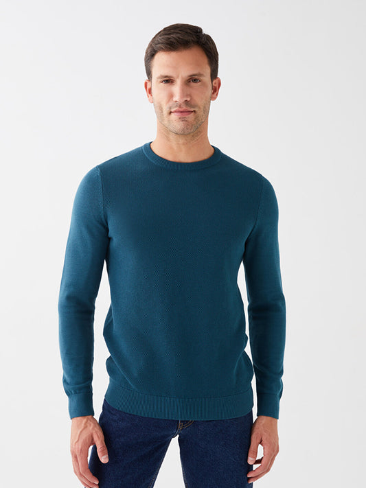 Crew Neck Long Sleeve Men's Knitwear Sweater