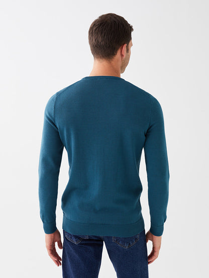 Crew Neck Long Sleeve Men's Knitwear Sweater