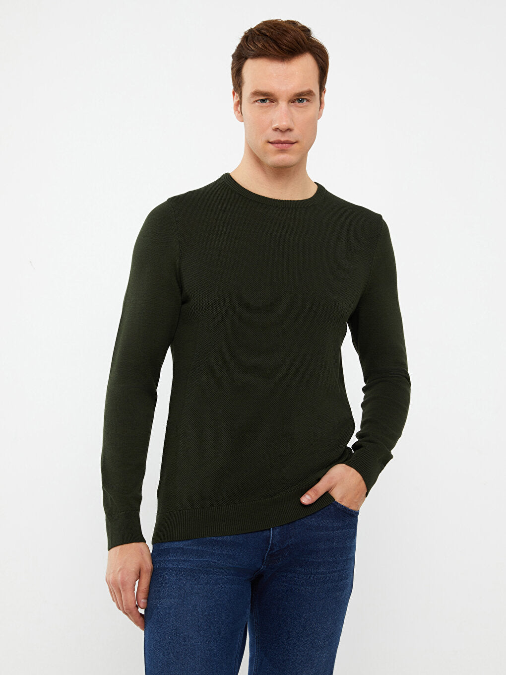 Crew Neck Long Sleeve Men's Knitwear Sweater