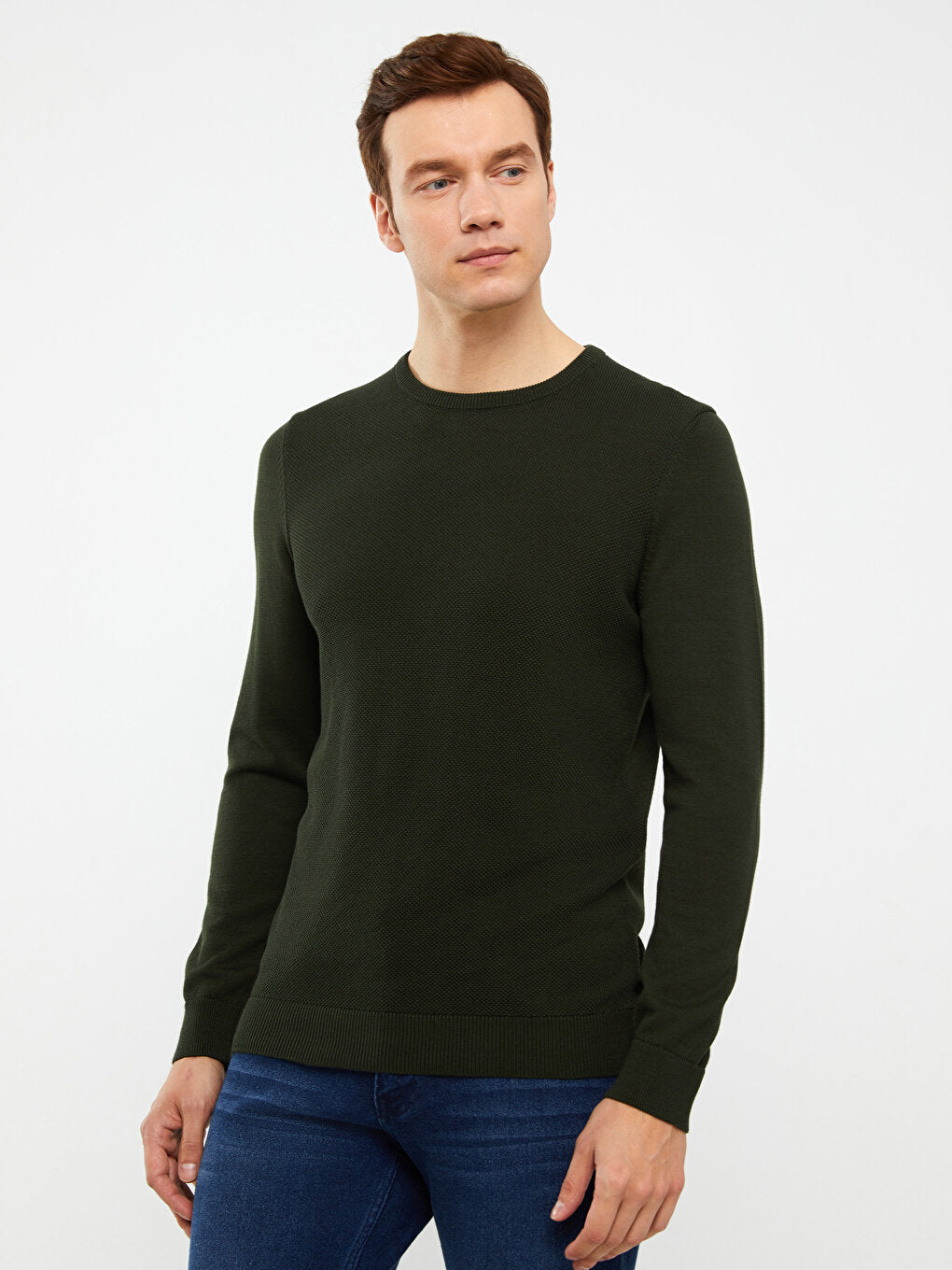 Crew Neck Long Sleeve Men's Knitwear Sweater