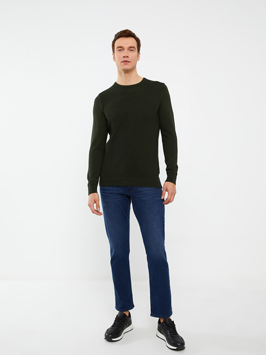 Crew Neck Long Sleeve Men's Knitwear Sweater