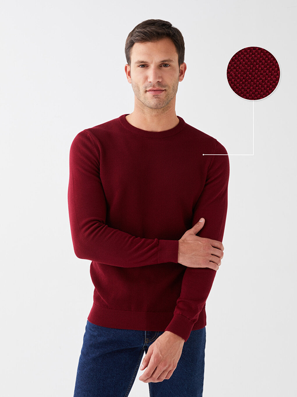 Crew Neck Long Sleeve Men's Knitwear Sweater