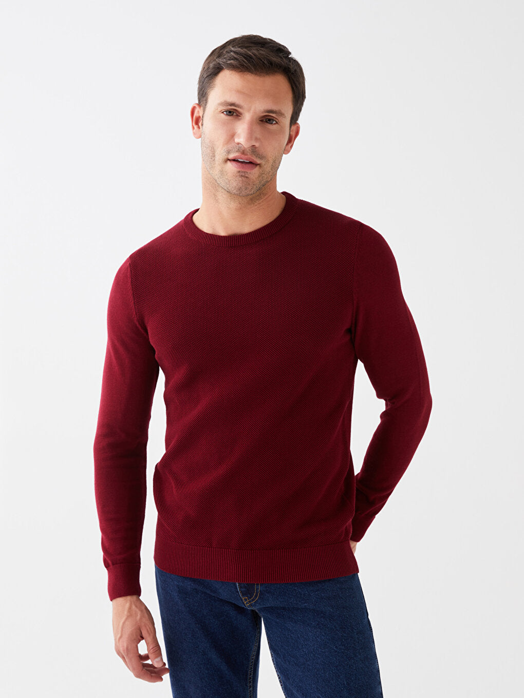 Crew Neck Long Sleeve Men's Knitwear Sweater