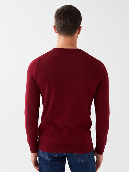 Crew Neck Long Sleeve Men's Knitwear Sweater