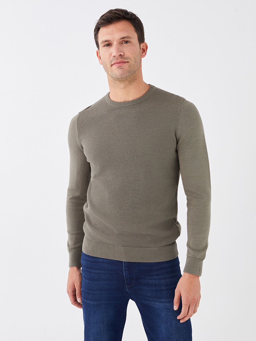 Crew Neck Long Sleeve Men's Knitwear Sweater